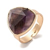 Natural Amethyst with Brass Adjustable Rings for Women RJEW-G332-01A-G-2