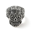 316 Stainless Steel Skull with Cross Finger Ring RJEW-C030-02F-AS-2