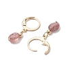 Natural Strawberry Quartz Beads Hoop Earrings for Women EJEW-JE06164-4