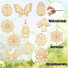 60Pcs 10 Style Spring theme Butterfly/Ladybird/Flower Unfinished Wood Pieces DIY-CJC0012-01-3