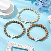 3Pcs Wood Beas Stretch Bracelets for Mem BJEW-JB11303-1