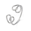 Heart 304 Stainless Steel Open Cuff Rings for Women RJEW-F174-07P-2