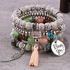 Bohemin Style Natural Moon and Star Xingyue Bodhi Beads Stretch Bracelet Set WG2BA1D-14-1