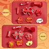 Chinese New Year Bowknot Flower Cloth Alligator Hair Clips Set OHAR-WH0021-31D-4