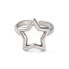 304 Stainless Steel Hollow Star Open Cuff Rings for Women RJEW-K258-07P-3