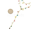 Adjustable Brass Colorful Enamel Flat Round Tassel Lariat Necklaces for Women NJEW-JN05131-3