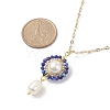 4Pcs 4 Style Natural Mixed Gemstone & Shell Pearl Flower Pendant Necklaces Set NJEW-JN04047-6