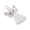 Pearlized Glass Pearl Bead Pendants PALLOY-JF03206-04-3