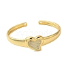 Heart Clear Cubic Zirconia Cuff Bangles BJEW-P336-05G-1