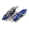 Dyed Natural Lapis Lazuli Double Terminal Pointed Pendants G-C144-03P-08-2