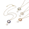 4Pcs 4 Style Natural Mixed Gemstone & Shell Pearl Flower Pendant Necklaces Set NJEW-JN04047-1