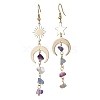 Moon & Star & Sun Brass Asymmetrical Earrings EJEW-JE05454-1