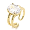 Brass Micro Pave Cubic Zirconia Rings for Women RJEW-E295-29G-1