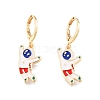 Enamel Spaceman Dangle Leverback Earrings EJEW-N012-91-2