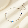 Rhodium Plated 925 Sterling Silver Pave Clear & Blue & Red Cubic Zirconia Cable Chain Bracelets BJEW-K250-02P-3
