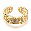 Rack Plating Brass Micro Pave Cubic Zirconia Open Cuff Rings for Women RJEW-S244-03G-B-2