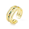 Colorful Cubic Zirconia Triple Line Open Cuff Ring RJEW-I091-14G-2