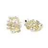 Brass with Resin Imitation Pearl Stud Earrings EJEW-B046-02G-1