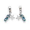 Alloy Crystal Rhinestone & Steel Blue Enamel European Dangle Charms FIND-N009-19P-1