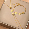 Flower Brass Crystal Rhinestone Lariat Necklaces & Bracelets Sets for Women FS-WG6DD0C-01-2