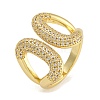 Brass Micro Pave Cubic Zirconia Cuff Rings RJEW-P127-12G-1