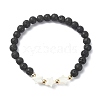 Natural Lava Rock Round Beaded Bracelets BJEW-JB09877-01-1