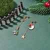 Christmas Tree & Moon Alloy Enamel Dangle Stud Earrings EJEW-TA00096-3