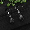 Natural Lava Rock Bead Dangle Earrings EJEW-JE02144-01-5