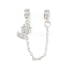 Brass Pave Clear Cubic Zirconia European Safety Chains with Charms KK-L236-16E-S-1