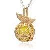 Golden Tone Brass Hollow Round Cage Pendants KK-J237-04G-3