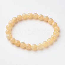 Natural Jade Round Bead Stretch Bracelets BJEW-L593-A05