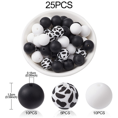 Round Food Grade Eco-Friendly Silicone Focal Beads SIL-YW0001-14A-1