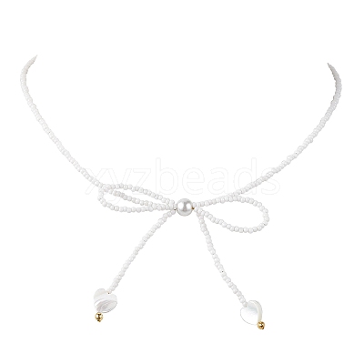 Glass Seed Pendant Necklaces for Women NJEW-MZ00031-02-1