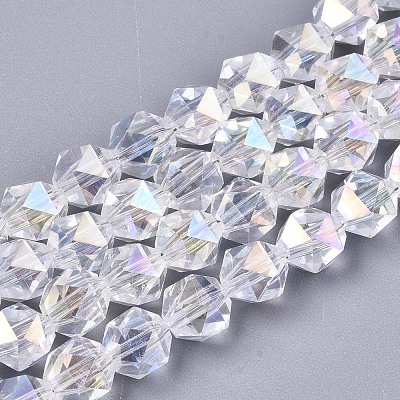Electroplate Transparent Glass Beads Strands EGLA-T019-06L-1