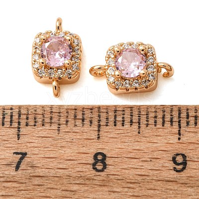 Brass Pave Pink Cubic Zirconia Connector Charms CU-CBAEC99-14G-1