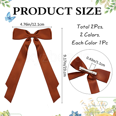 Big Bowknot Polyester Alligator Hair Clips AJEW-CP0008-42B-02-1