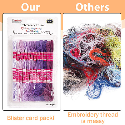 12 Skeins 6-Ply Polycotton(Polyester Cotton) Embroidery Floss DIY-CY0002-94B-1