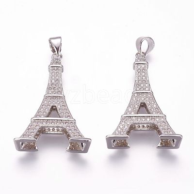Brass Micro Pave Cubic Zirconia Pendants ZIRC-F054-37P-1