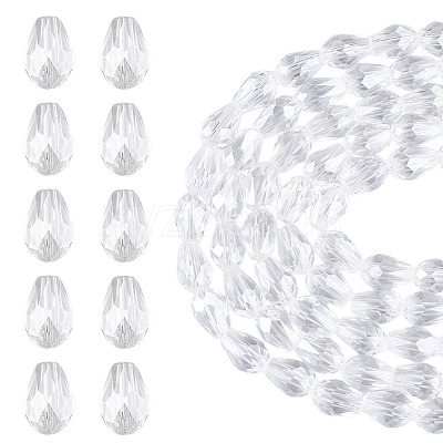 5 Strands Transparent Teardrop Glass Beads Strands GLAA-TA0004-21B-1