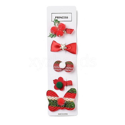 Christmas Theme Cloth Felt Fabric Alligator Hair Clip OHAR-R100-01F-1