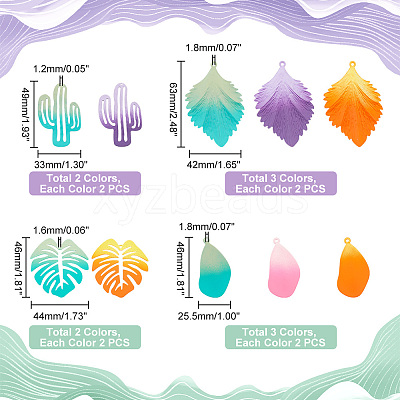 20Pcs 10 Style Spray Painted Iron Pendants IFIN-PH0001-92-1