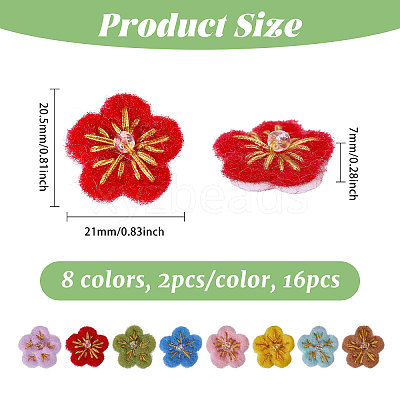 14Pcs 7 Colors Flower Handmade Wool Felt Ornament Accessories FIND-CA0010-13-1