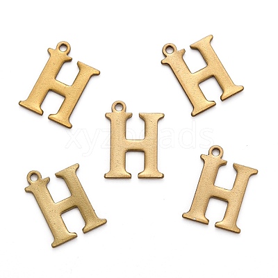 304 Stainless Steel Alphabet Charms STAS-H122-H-AB-1