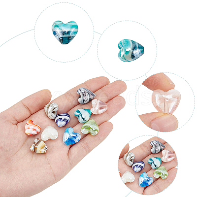 50Pcs 10 Colors Handmade Lampwork Beads LAMP-WR0001-01-1