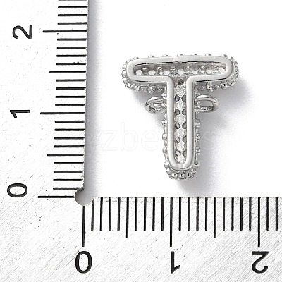 Brass Micro Pave Cubic Zirconia Letter Links KK-I717-04T-P-1