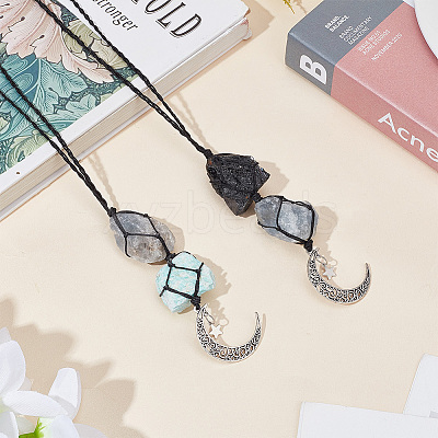 2Pcs 2 Style Cotton Braided Pendant Decorations HJEW-AR0001-11B-1