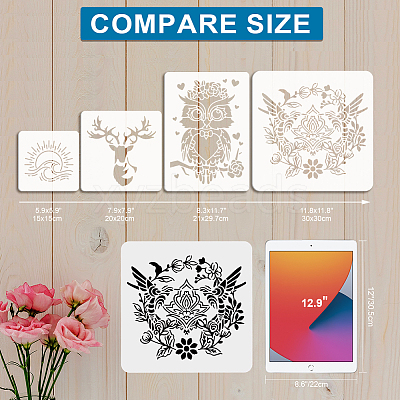 9Pcs Christmas Light Ball PET Hollow Out Drawing Painting Stencils DIY-MA0006-28-1