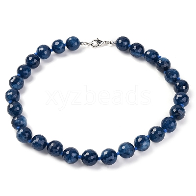 Star Cut Round Natural Jade(Dyed & Heated) Beaded Necklaces for Women G-B122-03B-1