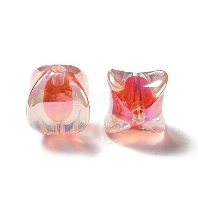 Two Tone UV Plating Rainbow Iridescent Acrylic Beads TACR-D010-04F-1