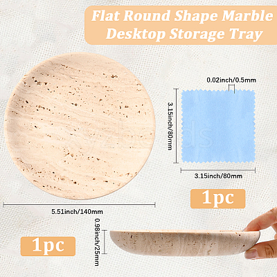 1Pc Flat Round Shape Marble Desktop Storage Tray AJEW-BBC0002-56-1